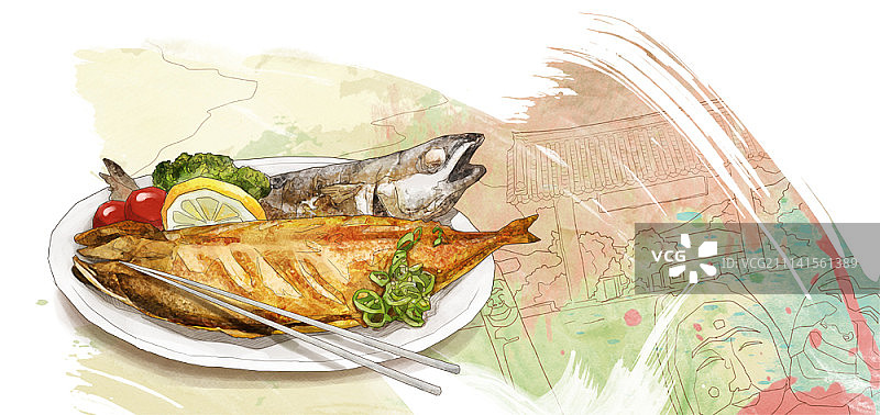 韩国美食插画图片素材