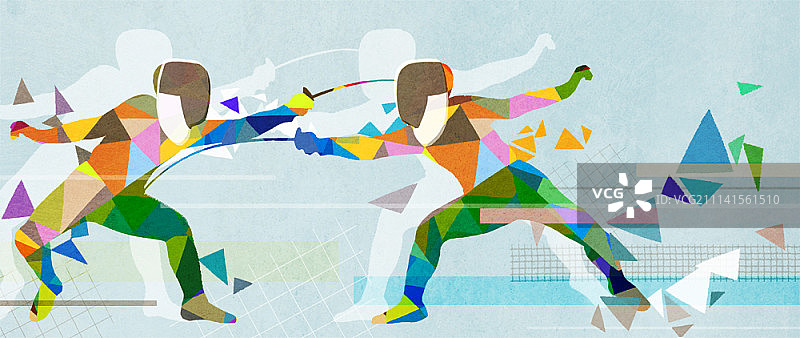 马赛克图案中的运动员图片素材