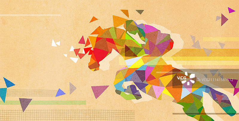 马赛克图案中的运动员图片素材