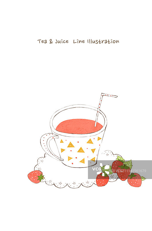 茶和果汁线条插画图片素材