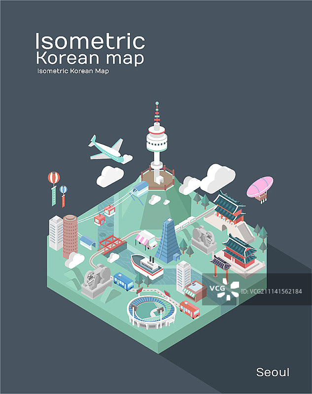 2.5D韩国城市三维矢量设计图片素材