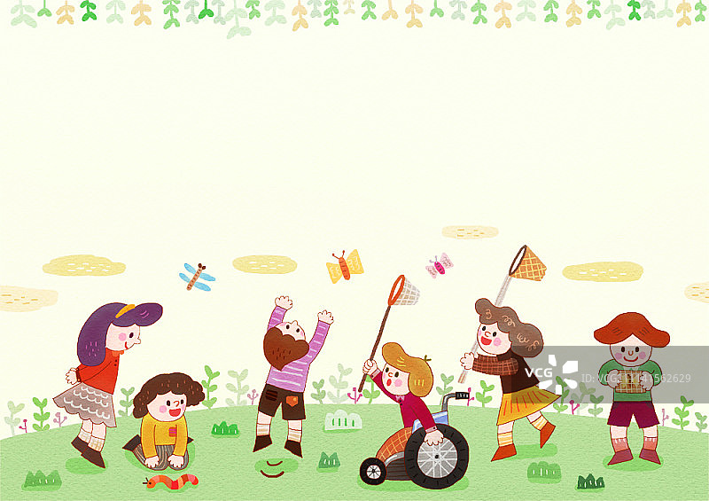 残疾儿童插画图片素材