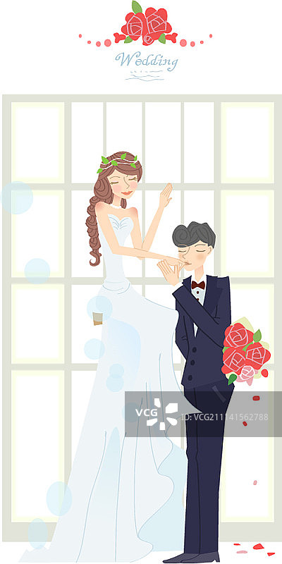新婚夫妇与婚礼概念矢量插画图片素材