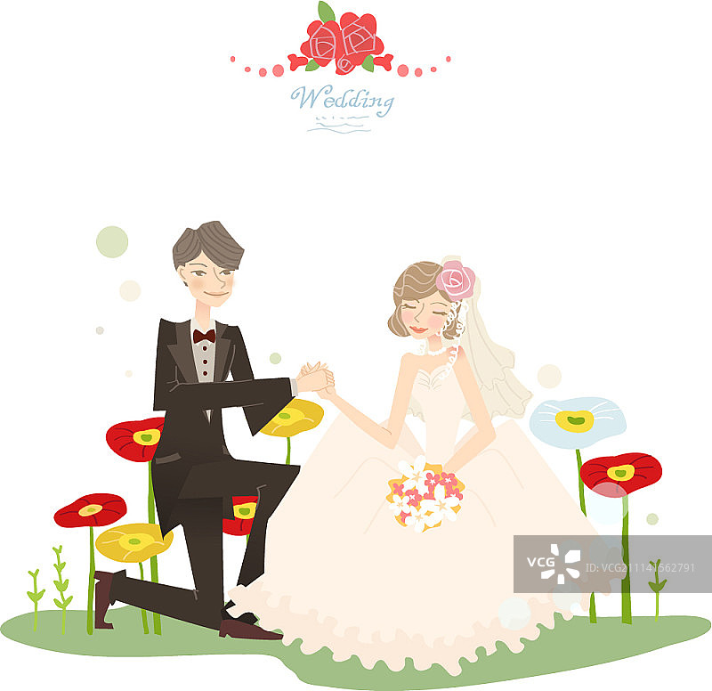 新婚夫妇与婚礼概念矢量插画图片素材