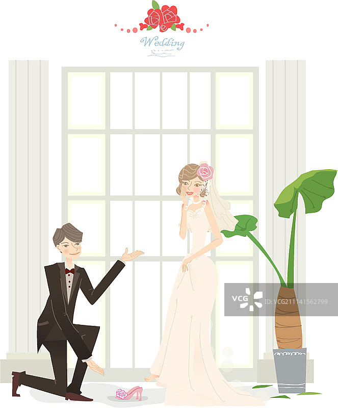新婚夫妇与婚礼概念矢量插画图片素材