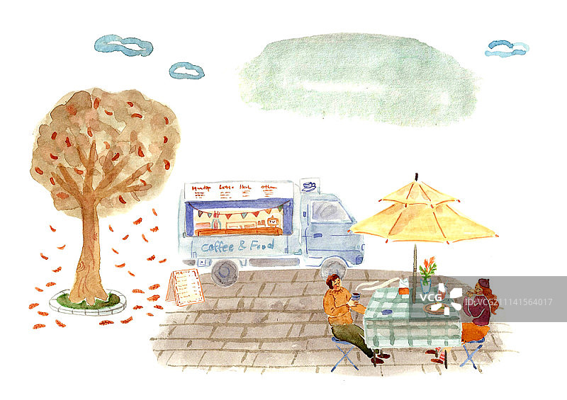 坠入爱河的年轻情侣插画图片素材