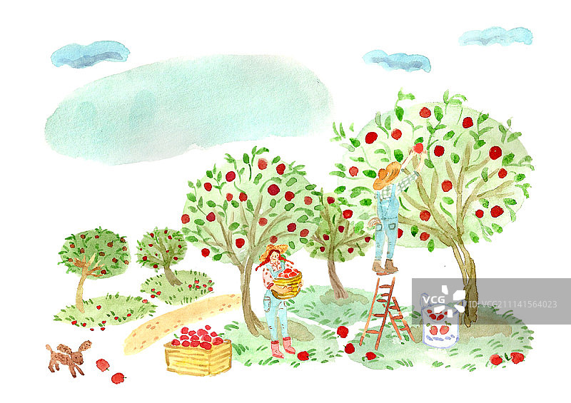 坠入爱河的年轻情侣插画图片素材