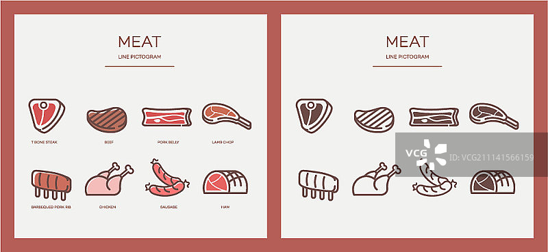 肉类线性图标集图片素材