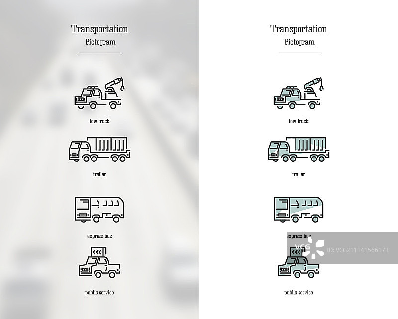交通运输线性图标集图片素材