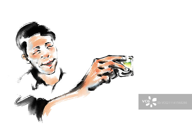 手持小酒杯的男人图片素材