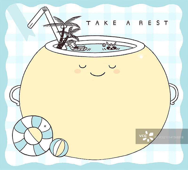 在椰子中游泳图片素材