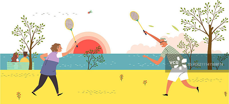 老年人生活方式矢量插画图片素材