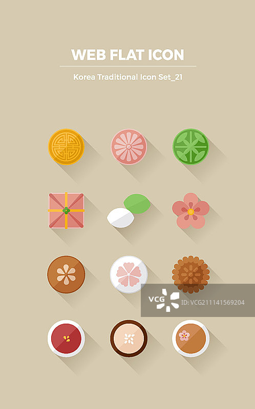 韩国传统扁平风格图标图片素材