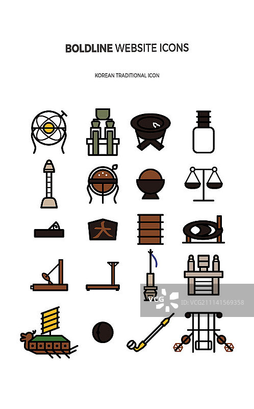 醒目的线条网页图标，韩国传统图标集图片素材