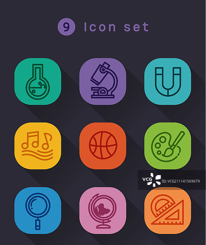 彩色方块中的线性图标图片素材