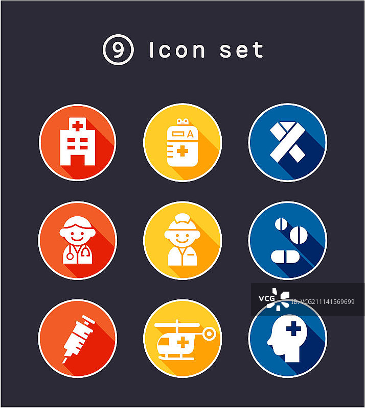 彩色圆圈中的线性图标图片素材