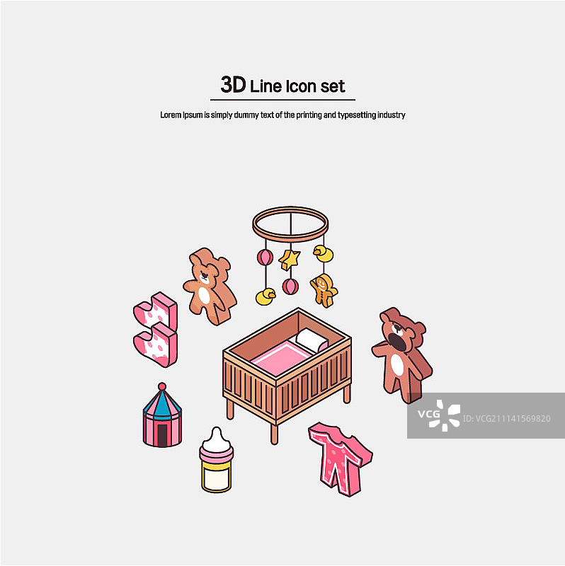 2.5D婴儿用品图标合集图片素材