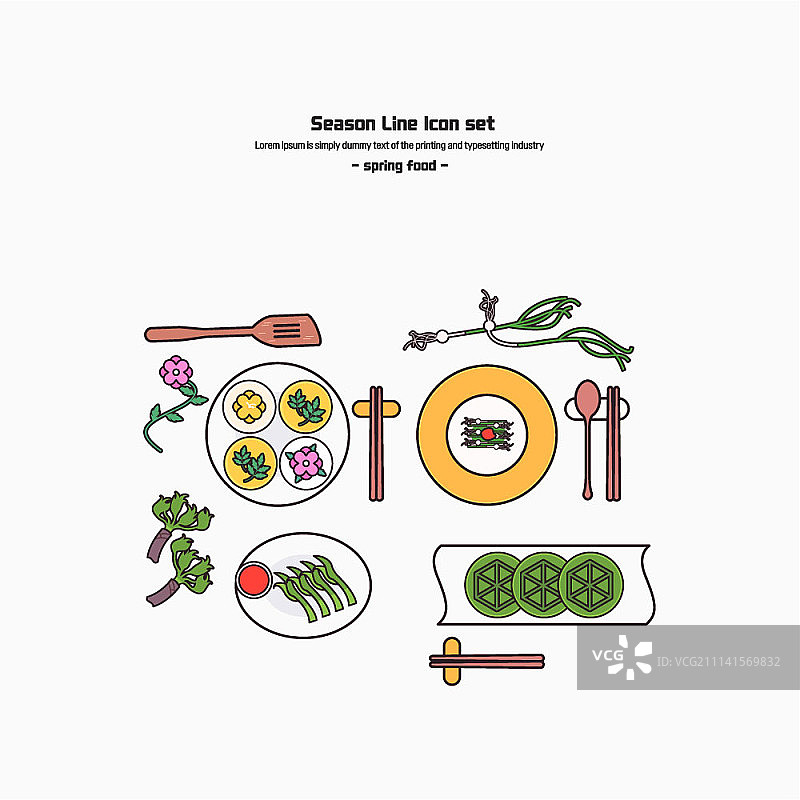 春季美食扁平图标集图片素材
