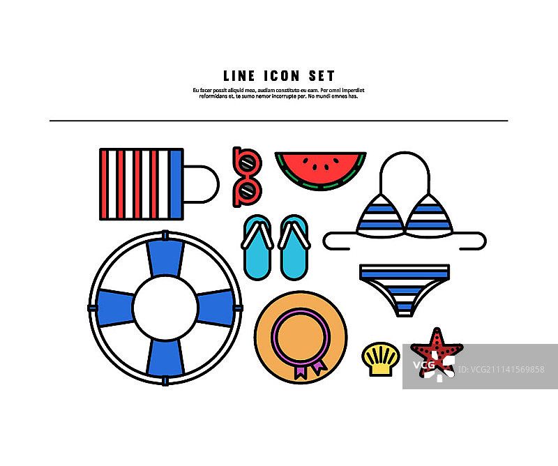 比基尼扁平图标集图片素材