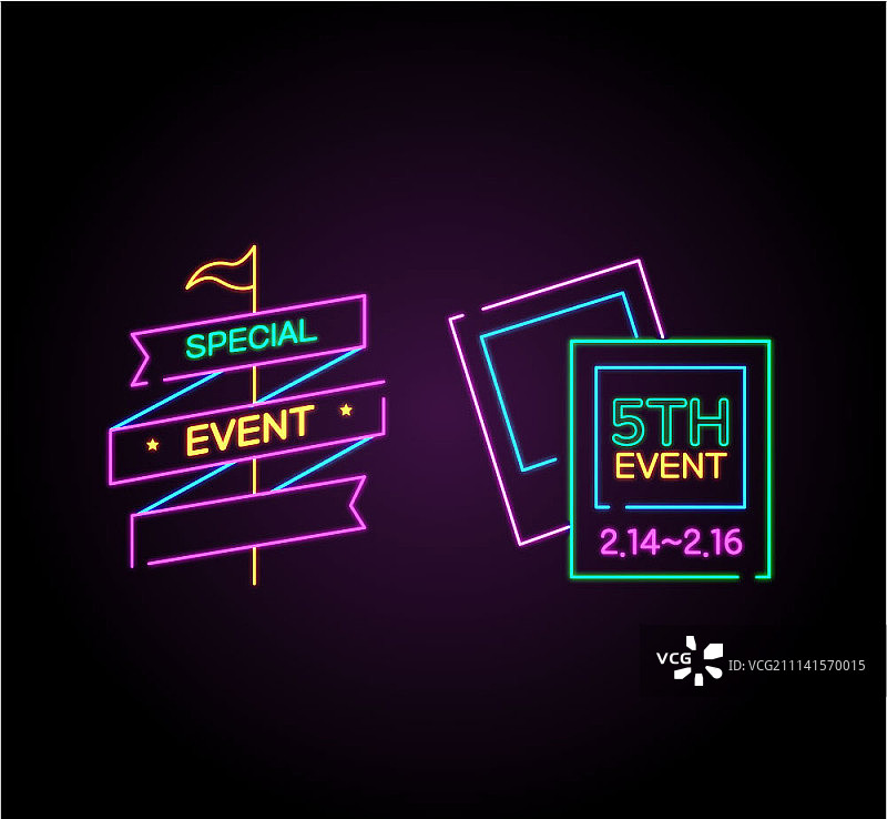 促销和活动霓虹灯标志套装图片素材