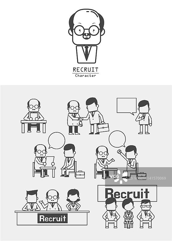 职业角色线条图标集图片素材