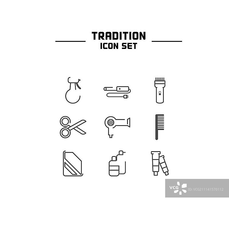 美容院线性图标合集图片素材