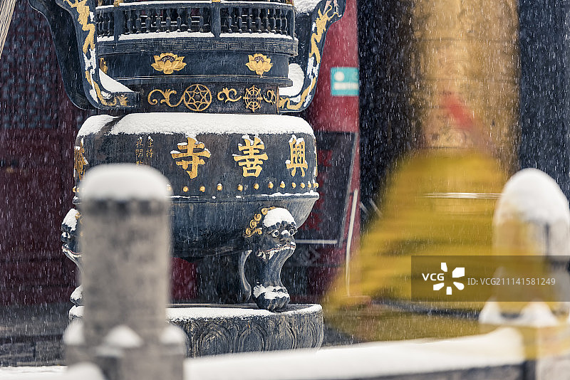 雪中大兴善寺图片素材