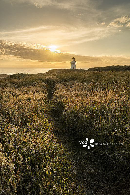 新西兰南岛怀帕帕角灯塔黄昏图片素材