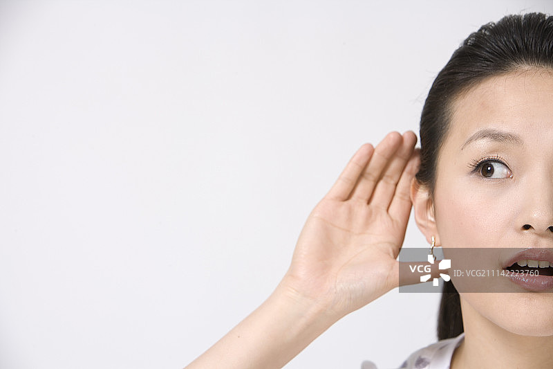 人脸正面视图，黑发图片素材