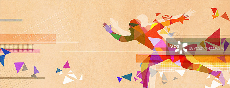 马赛克图案中的运动员图片素材