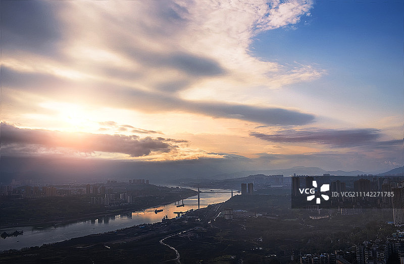 大渡口日出图片素材