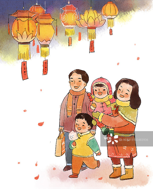 正月十五元宵观灯图片素材