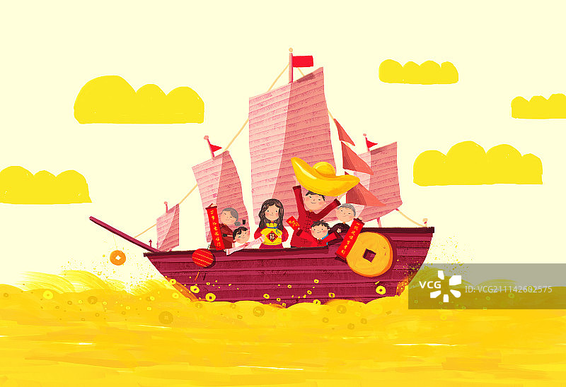 一帆风顺-金色图片素材