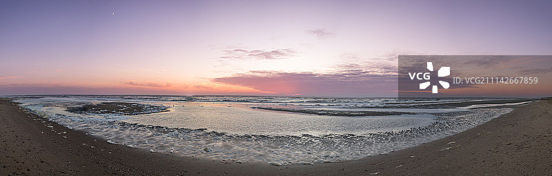 诺德韦克海滩日落全景图片素材