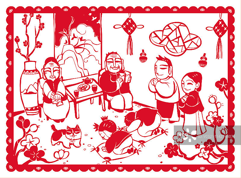 正月初一of剪纸王二狗的初一十五图片素材