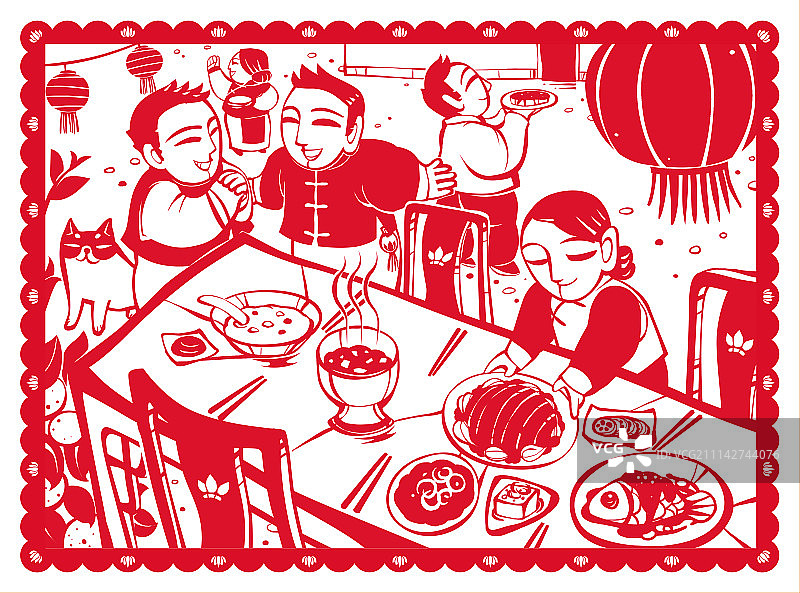 正月初二of剪纸王二狗的初一十五图片素材