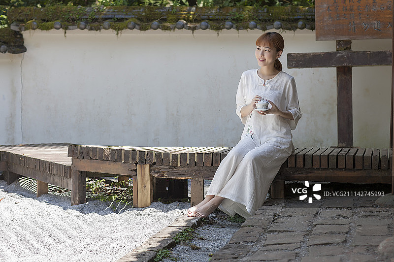 女性,茶图片素材