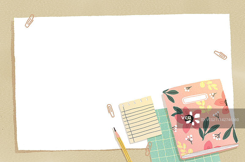 春天的水彩风边框和笔记图片素材