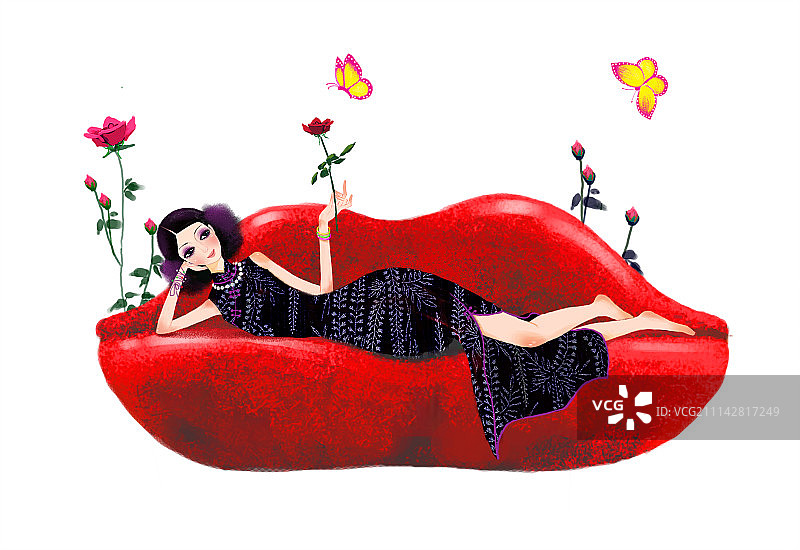 花样年华古典时尚美女系列-躺在沙发上的女人图片素材