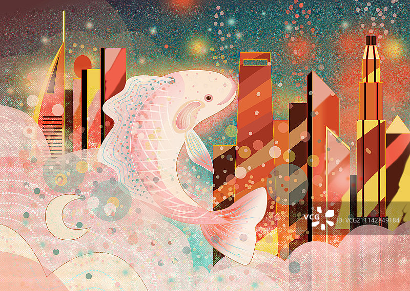 鱼跃龙门图片素材