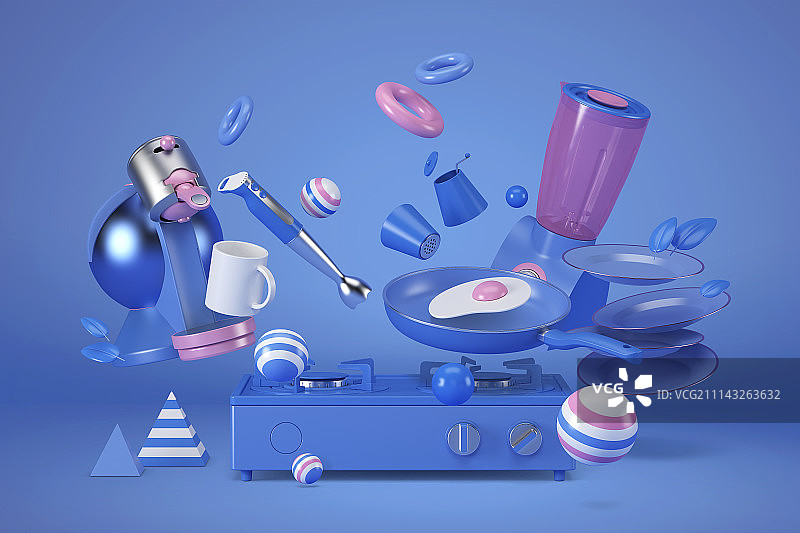 生活用品，用流行色彩表达的家用电器009图片素材