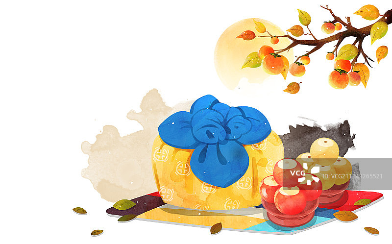 秋季框架 - 枫叶、韩服、传统包袱布005图片素材