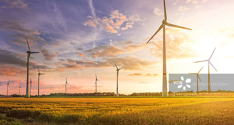 风力涡轮机田图片素材