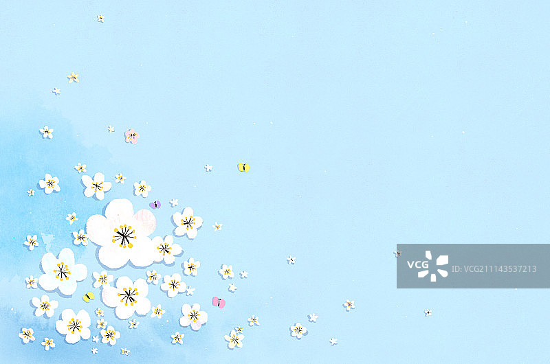 背景，樱桃，春天，水彩图片素材