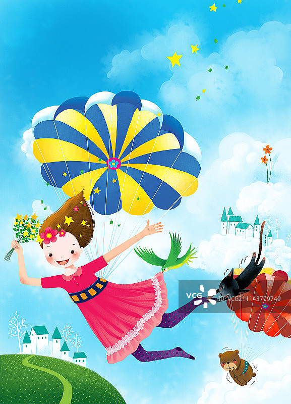 童年梦幻系列组图500幅-勇敢的跳伞图片素材