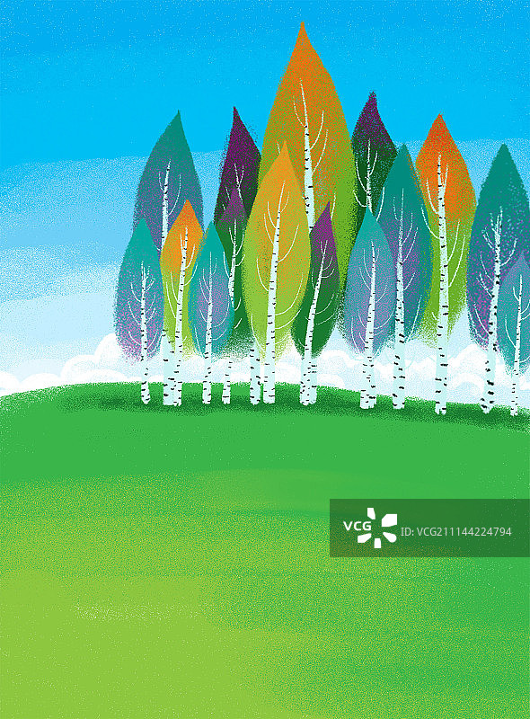 唯美背景元素组图共1000幅-草坪上的小树林图片素材