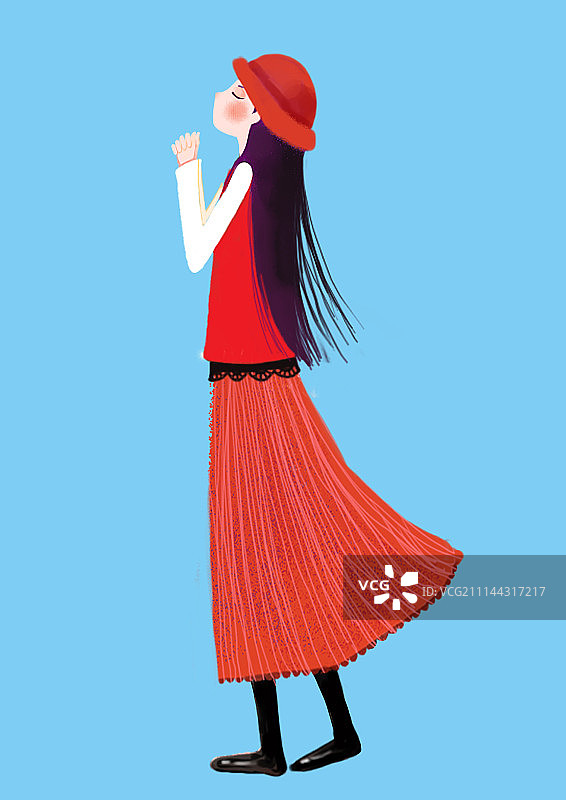 背景分离人物组图1000幅-许愿女孩图片素材