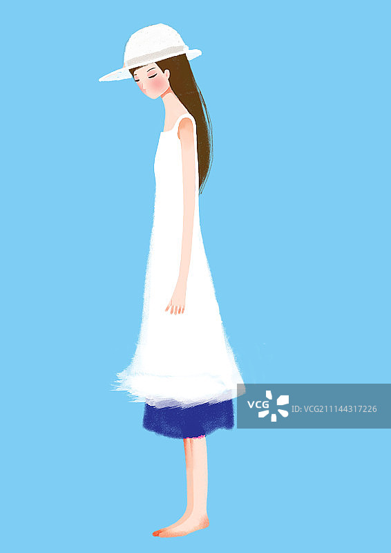 背景分离人物组图1000幅-白色长裙白色帽子图片素材