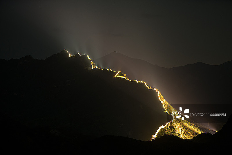 被照亮的长城图片素材