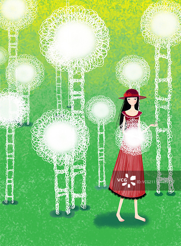 青春时尚唯美人物组图共1000幅-戴帽子的红裙子女孩图片素材